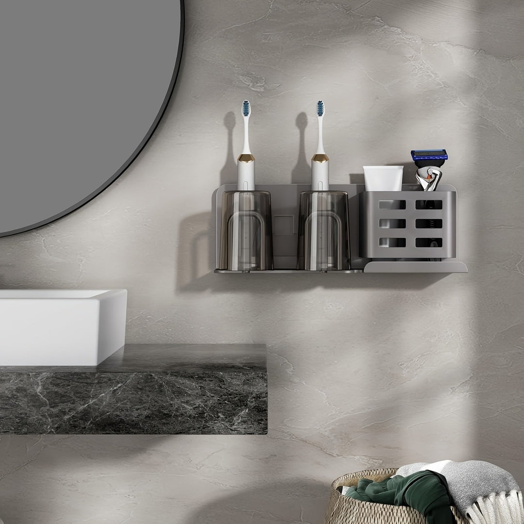 Skanto | BristleHub Wandmontierter elektrischer Zahnbürstenhalter – Aluminium-Badezimmer-Organizer mit Ablauflöchern
