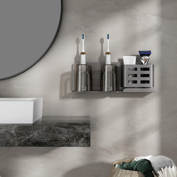 Skanto | BristleHub Wandmontierter elektrischer Zahnbürstenhalter – Aluminium-Badezimmer-Organizer mit Ablauflöchern