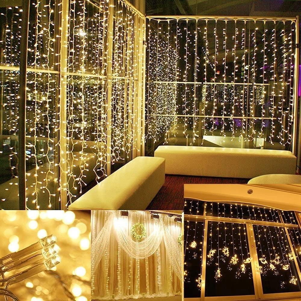 Skanto | 600 LED 9.8 x 19.6 FT. LED-Lichtervorhang mit 8 Lichtmodi und Speicherfunktion