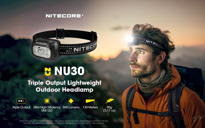 Skanto Skanto | Nitecore NU30 500 Lumen wiederaufladbare Stirnlampe – weiße & rote Strahlen, Schwarz