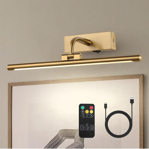 Skanto | Skanto Batteriebetriebenes Bilderlicht mit Fernbedienung und Timer, 15.94 Zoll Kabellose Galerieleuchten Messing 3CCT Wiederaufladbare Kunstleuchten für