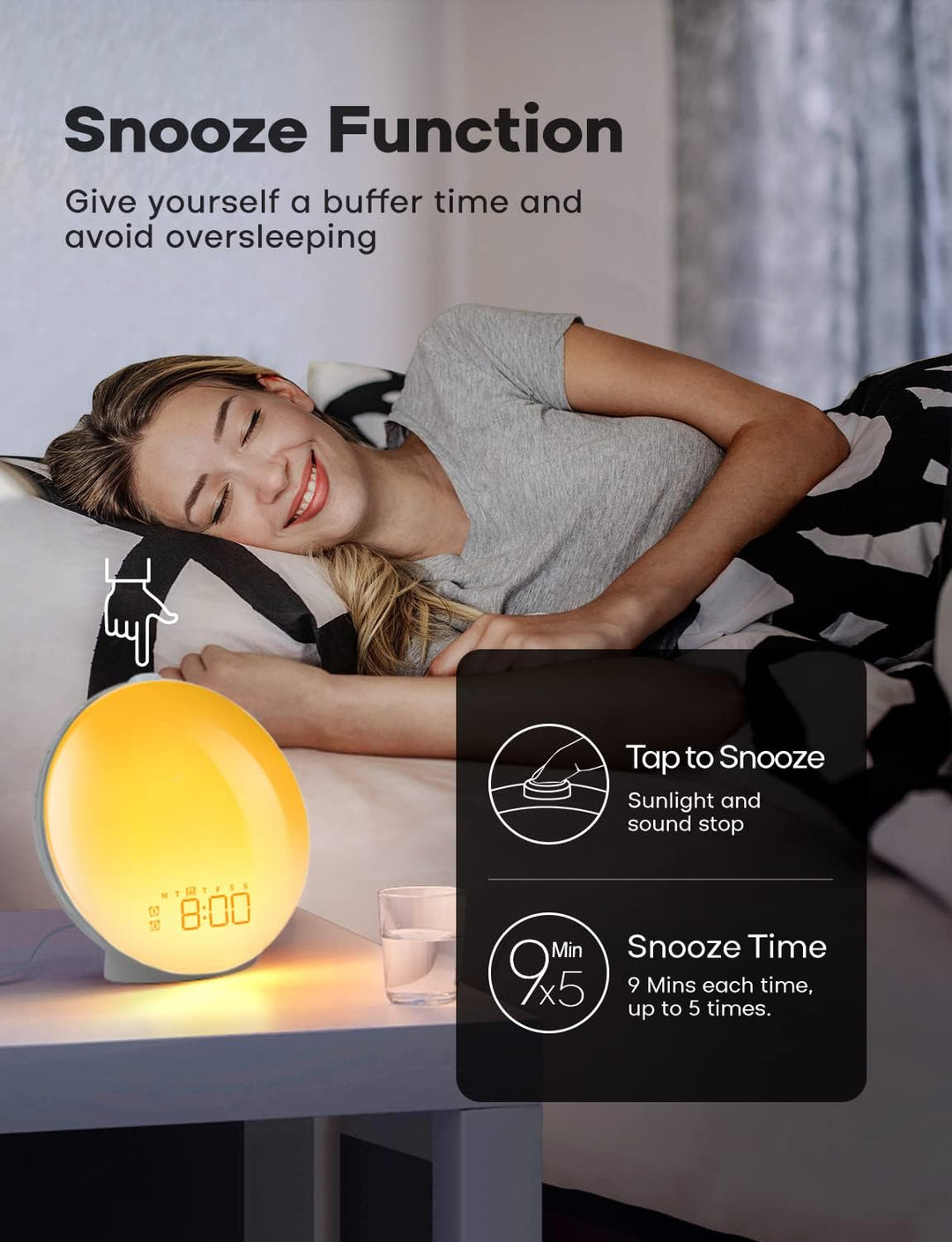Skanto | GlowRise Natürlicher Sonnenaufgangswecker mit Sonnenaufgangs- & Sonnenuntergangssimulation