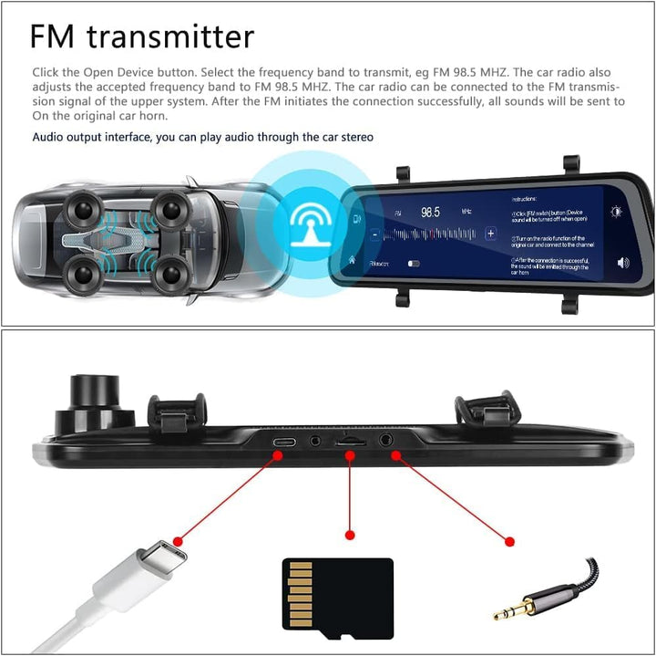 Skanto | VisionMirror Pro – Ultra HD Spiegel-Dashcam mit kabellosem CarPlay & Android Auto