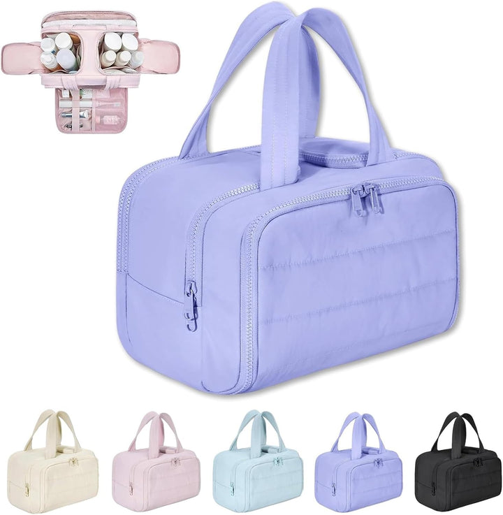 Skanto | 4-in-1 Puffy Kulturbeutel für Damen – Großer Reise-Make-up- & Hautpflege-Organizer
