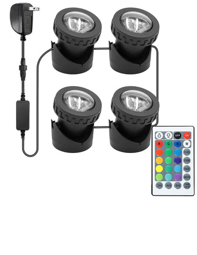 Skanto | RGB Unterwasser-Teichleuchten mit Timer, RGB Brunnenleuchten Unterwasserleuchten IP68 Wasserdicht, Dimmbare Outdoor Landschaftsleuchten für Fischbecken, Teich, Brunnen, Garten, 4 Leuchten