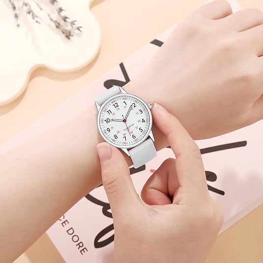 Skanto | Stilvolle Clip-Uhr für Damen – Wasserdichte Silikon-Fob-Uhr in eleganten Farben