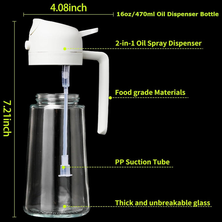 Skanto | 2-in-1 Ölspenderflasche | Ölpumpen & Spender | Gesundes Kochen