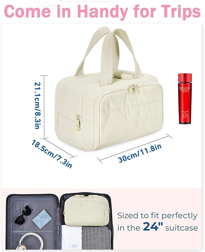 Skanto | 4-in-1 Puffy Kulturbeutel für Damen – Großer Reise-Make-up- & Hautpflege-Organizer