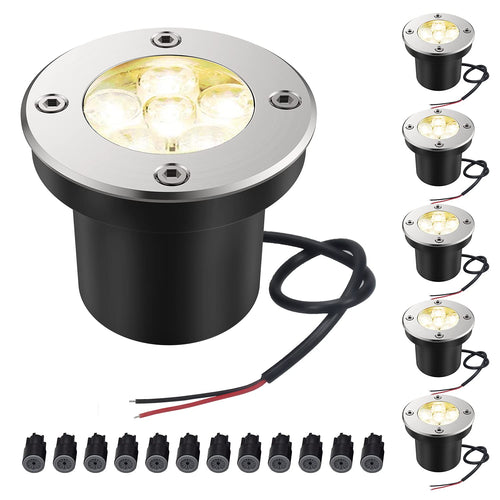 Skanto | Jesled Outdoor Landschaftsleuchte, 6W LED Bodeneinbauleuchte, 12V 24V 3000K Warmweiß, IP67 wasserdichte Niedervolt-Landschaftsbeleuchtung