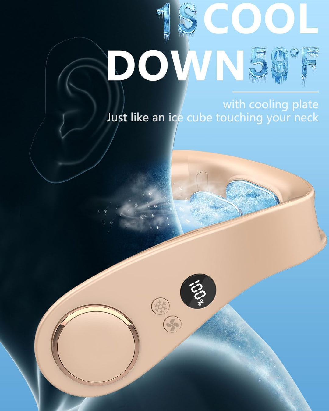Skanto | Neck Cooler Pro – Bladeless Nackenventilator mit Kühlplatte und LED-Anzeige
