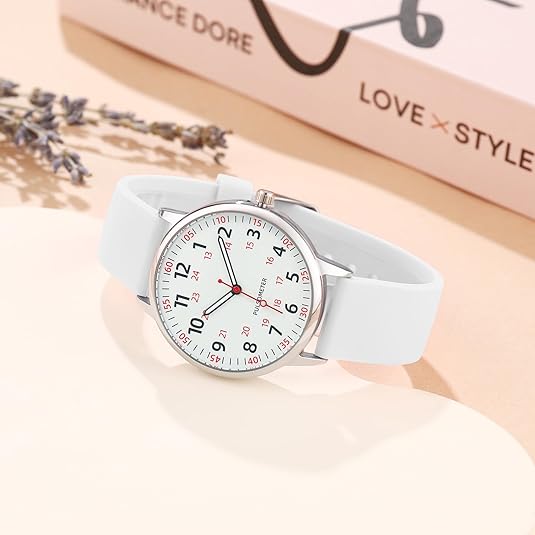 Skanto | Stilvolle Clip-Uhr für Damen – Wasserdichte Silikon-Fob-Uhr in eleganten Farben