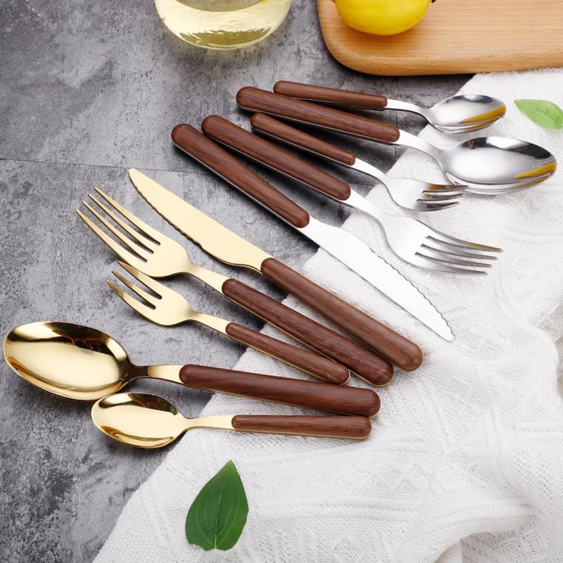 Skanto | Besteckset aus Edelstahl mit Holzmaserung