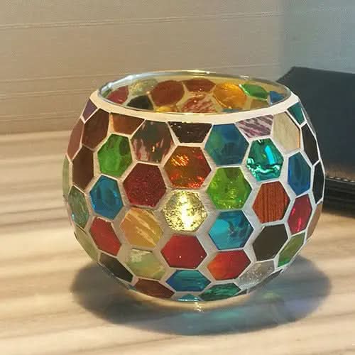 Skanto | Mosaik-Glas-Kerzenhalter für Wohnkultur