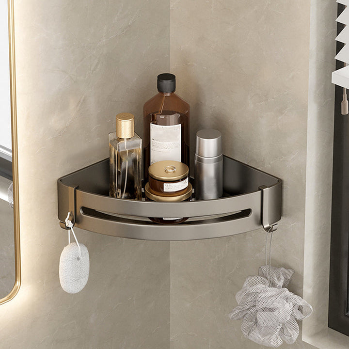 Skanto | Modernes Aluminium-Badezimmerzubehör-Set Graues Badezimmerregalsystem
