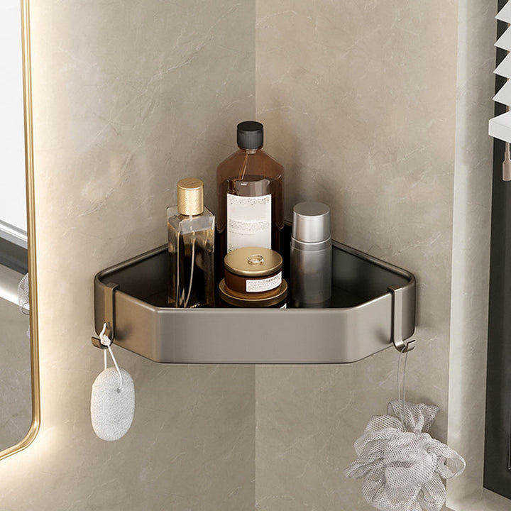 Skanto | Modernes Aluminium-Badezimmerzubehör-Set Graues Badezimmerregalsystem