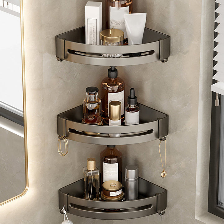 Skanto | Modernes Aluminium-Badezimmerzubehör-Set Graues Badezimmerregalsystem