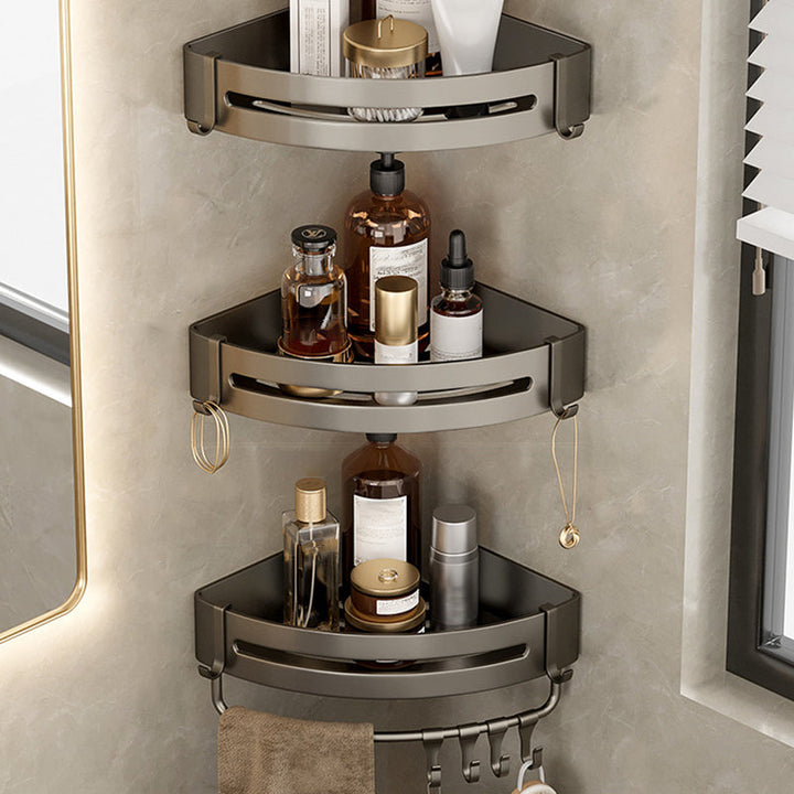 Skanto | Modernes Aluminium-Badezimmerzubehör-Set Graues Badezimmerregalsystem