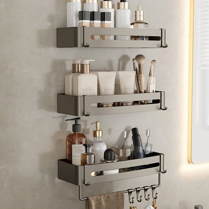 Skanto | Modernes Aluminium-Badezimmerzubehör-Set Graues Badezimmerregalsystem