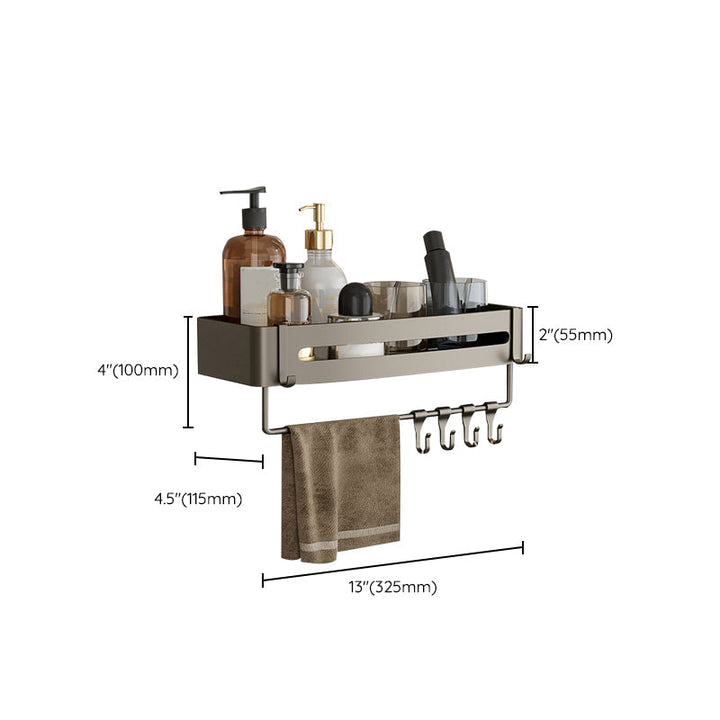 Skanto | Modernes Aluminium-Badezimmerzubehör-Set Graues Badezimmerregalsystem