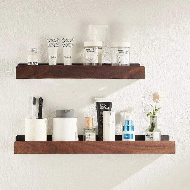 Skanto | Massivholz Bad-Organizer-Regale ohne Bohren