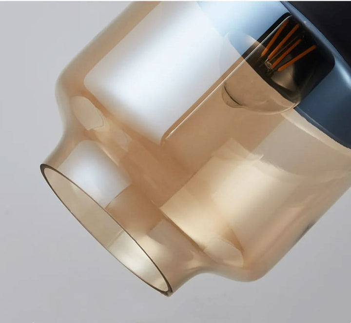 Skanto | Mundgeblasene Glas- & Holz-Pendelleuchte, verstellbar