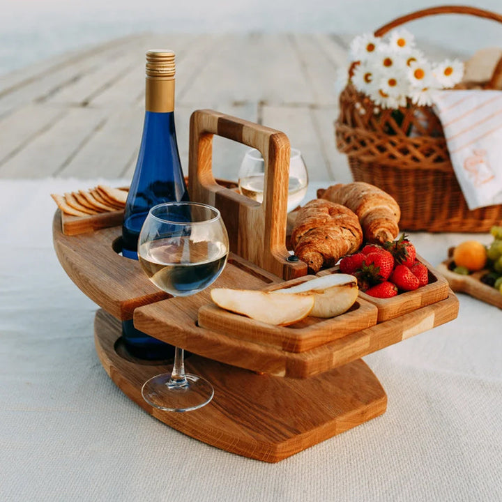 Skanto | Kompakter Picknicktisch mit Weinflaschenhalter