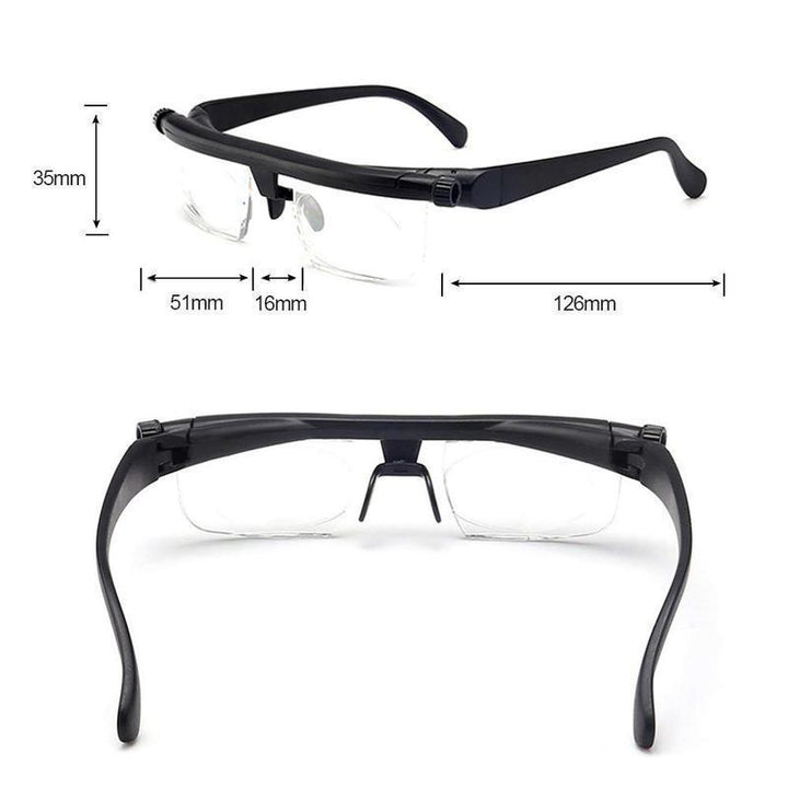 Fokussierbare Lesebrille Unisex | Einstellbare Zoom-Linse | Schwarz