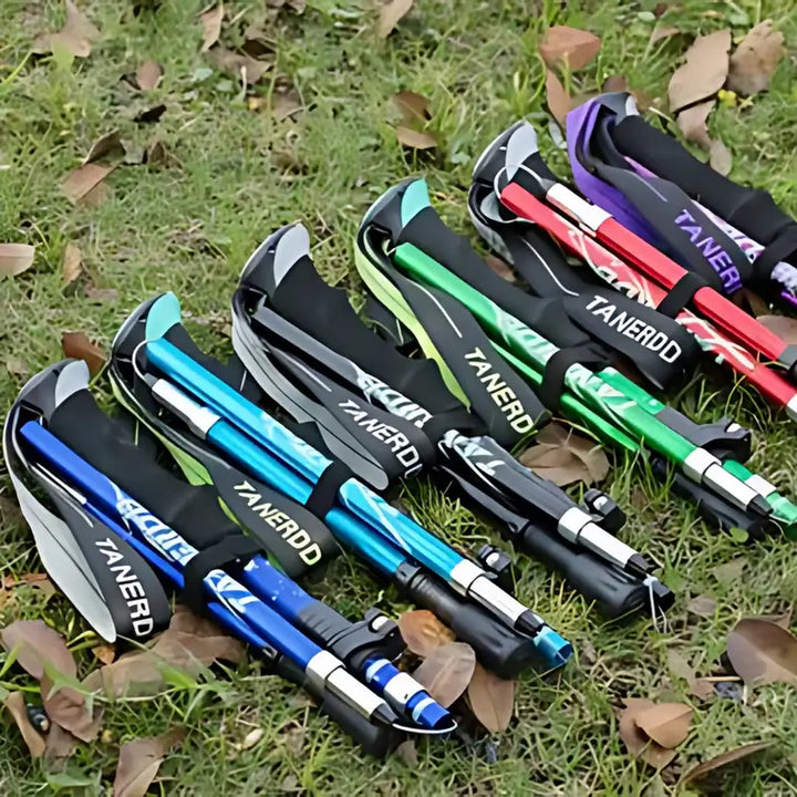 Skanto | Verstellbarer Falt-Trekkingstock für Wandern, Rucksackreisen & Outdoor-Abenteuer – Leichtes Aluminium-Design