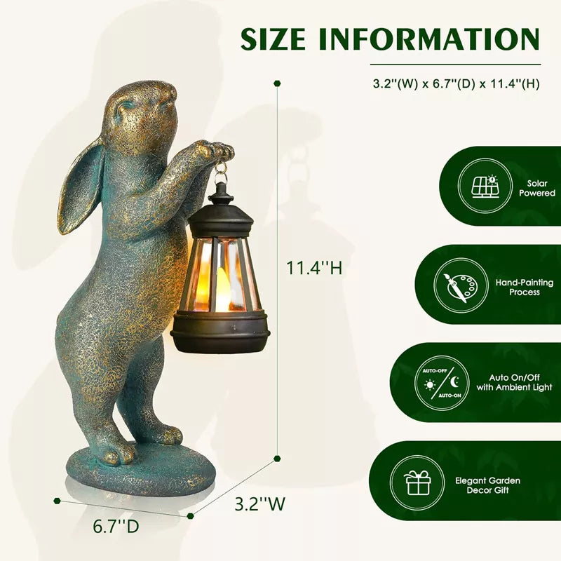 Skanto Statuen Hase mit Solarlampen Außenlicht Hasenfiguren Dekorationen