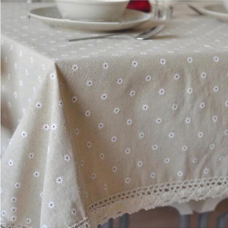 Skanto | Baumwoll-Leinen-Tischdecke mit Gänseblümchen-Print