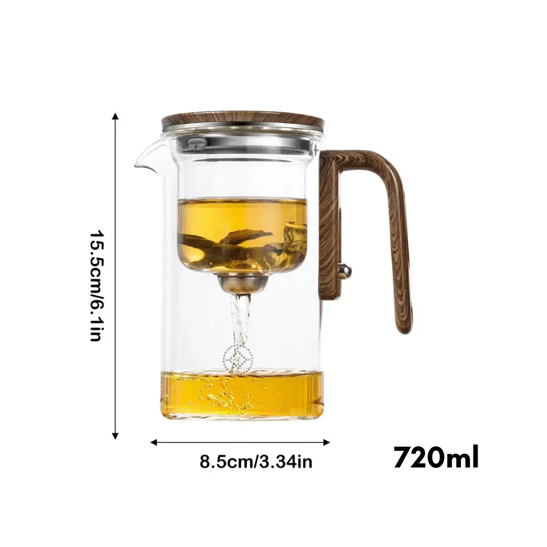 Skanto | Elegante Glas-Teekanne mit Holzgriff – Transparente Teekanne für Teegenuss