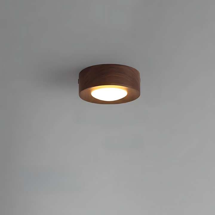 Skanto | Walnuss-Deckenleuchte mit LED-Spotlight