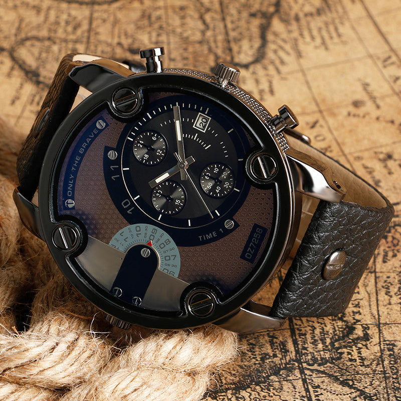 Skanto | Herren-Mode-Armbanduhr mit großem Zifferblatt aus Stahl