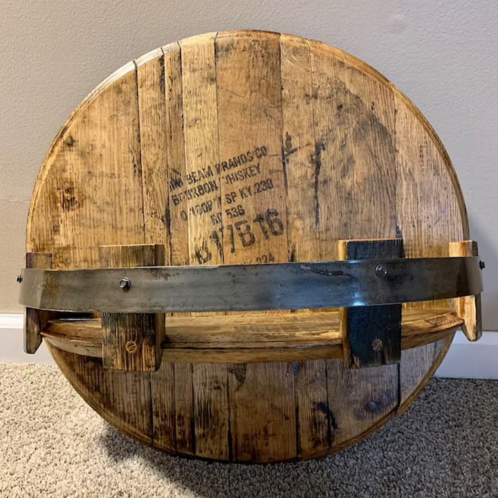 Whiskeyfass Wandregal | Rustikales Massivholz-Design | Rund
