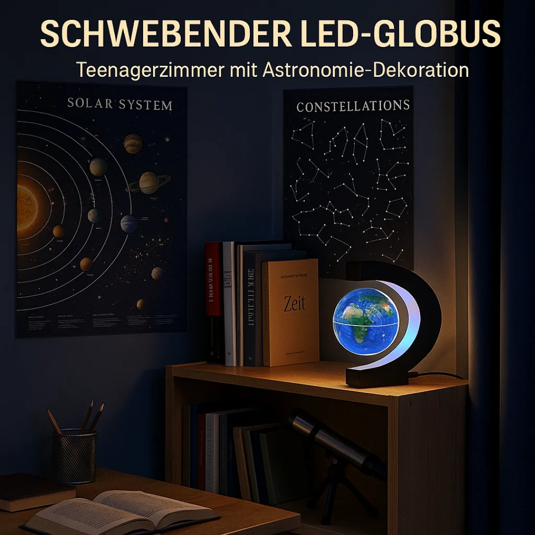 Skanto | AstroGlobe LED Weltkugel – Schwebende Globuslampe mit Magnetschwebebahn