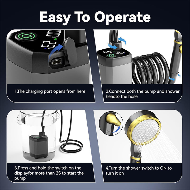 Skanto | Tragbare wiederaufladbare Outdoor-Camping-Duschpumpe
