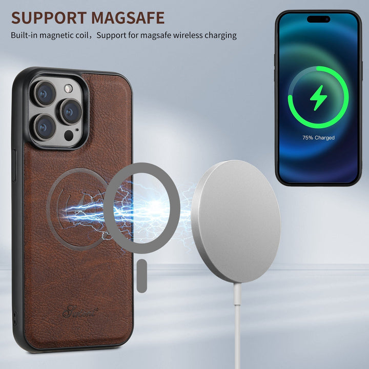 Skanto Leder Handyhülle mit Kartenhalter und MagSafe Kompatibilität
