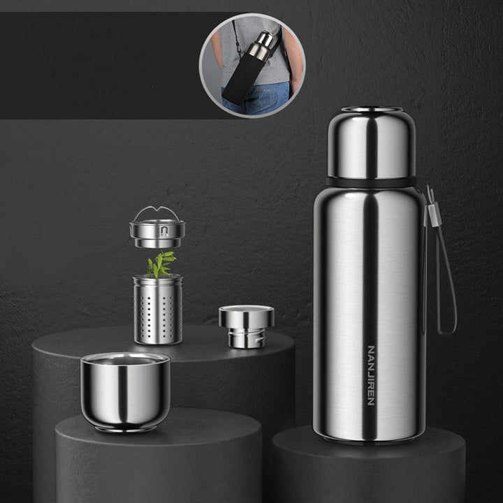 Skanto | Isolierte Thermos-Wasserflasche, mit Teesieb & Weithalsöffnung, für Kaffee, Tee & Kaltgetränke