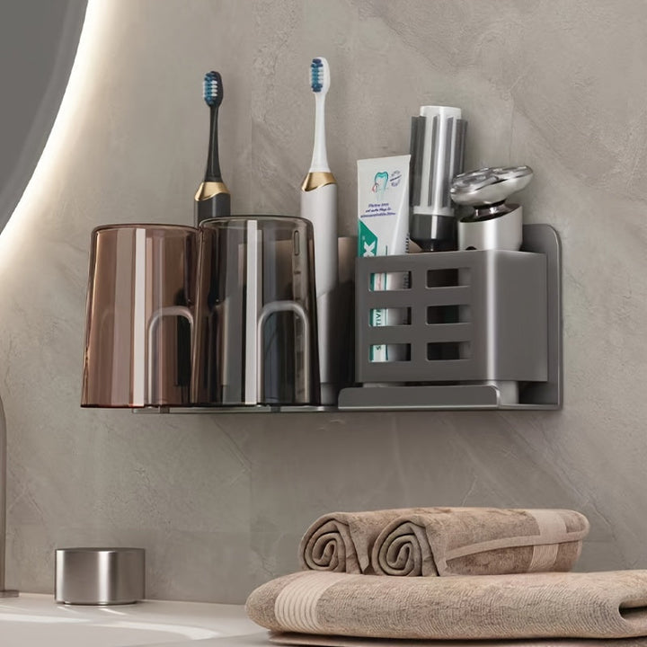 Skanto | BristleHub Wandmontierter elektrischer Zahnbürstenhalter – Aluminium-Badezimmer-Organizer mit Ablauflöchern