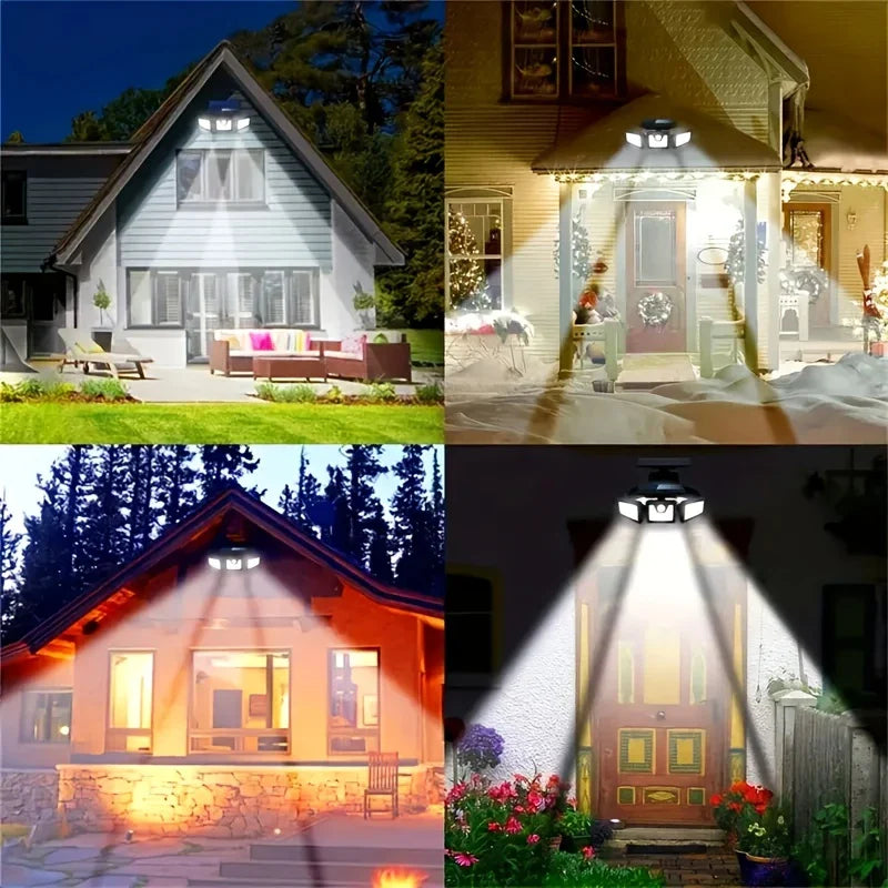 Skanto | Solar-LED-Strahler mit Bewegungsmelder – 3-Strahl-Außenbeleuchtung für Garten, Einfahrt und Garage
