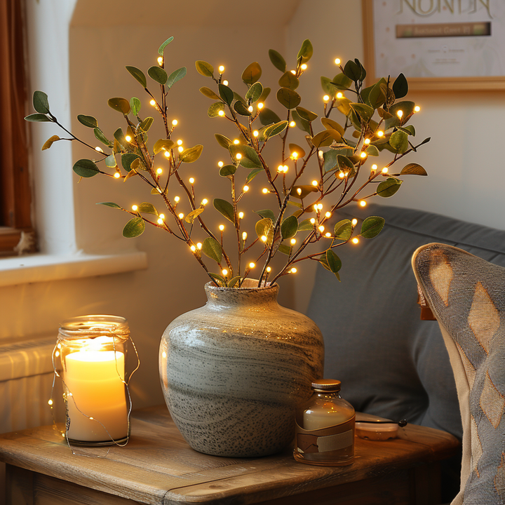 Skanto | LumiVista Magische Olivenzweig-Lichterkette – 70cm Elegante LED-Dekoration