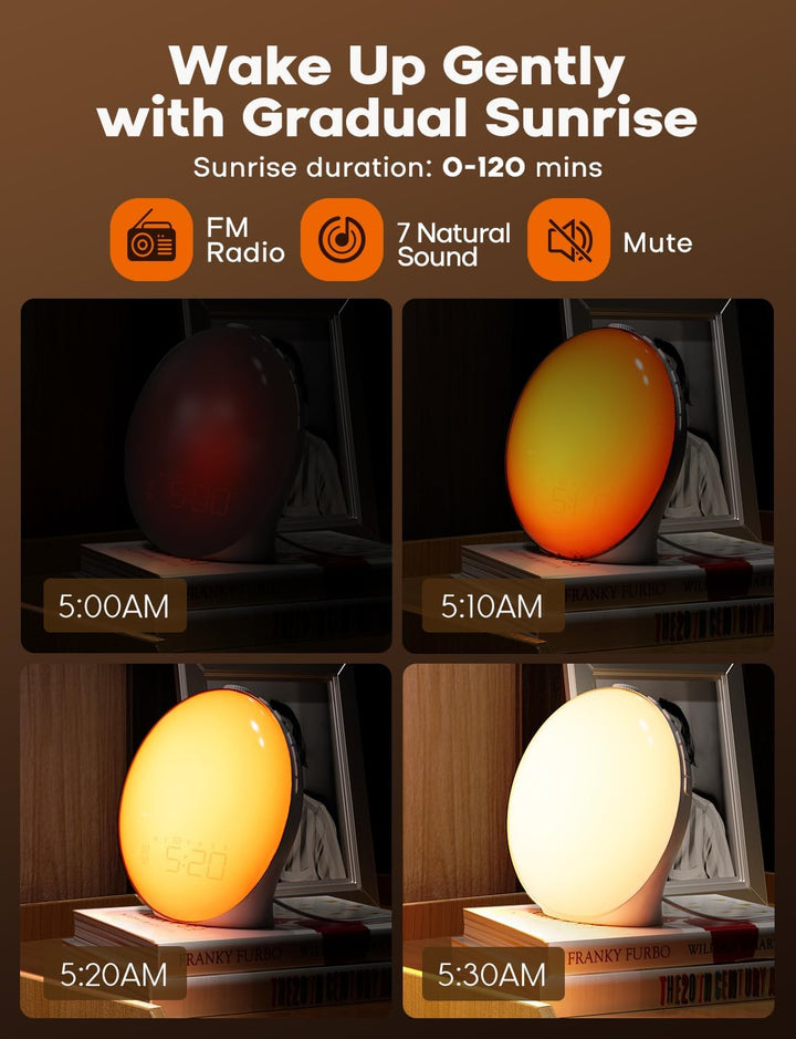 Skanto | GlowRise Natürlicher Sonnenaufgangswecker mit Sonnenaufgangs- & Sonnenuntergangssimulation
