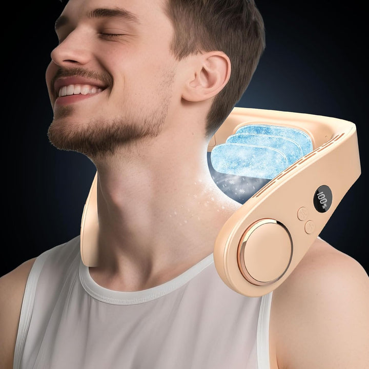 Skanto | Neck Cooler Pro – Bladeless Nackenventilator mit Kühlplatte und LED-Anzeige