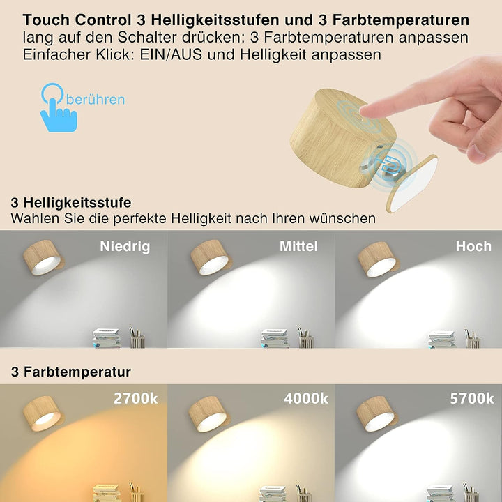 Skanto | Eternity Glow – Kabellose LED Wandlampe mit Fernbedienung und Timer