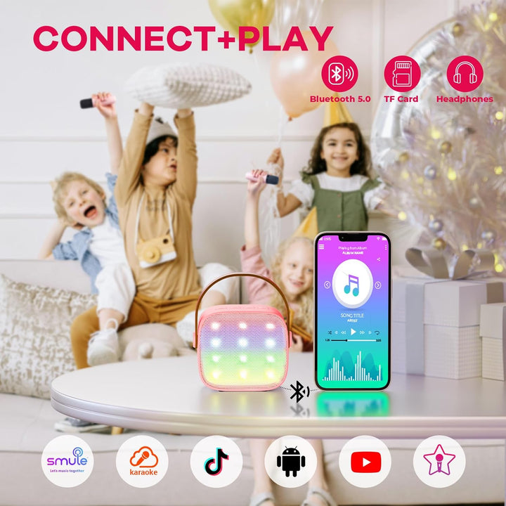Skanto | Tragbare Mini-Karaoke-Maschine mit Bluetooth-Lautsprecher und 2 kabellosen Mikrofonen – Veylo
