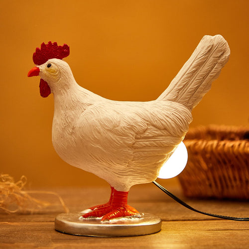 Skanto | Oriamde Hühnerei-Lampe Lustiges Lebensechtes Harz-Nachtlicht - Das Huhn legt ein leuchtendes Ei Geschenk Heimdeko (Bronze)