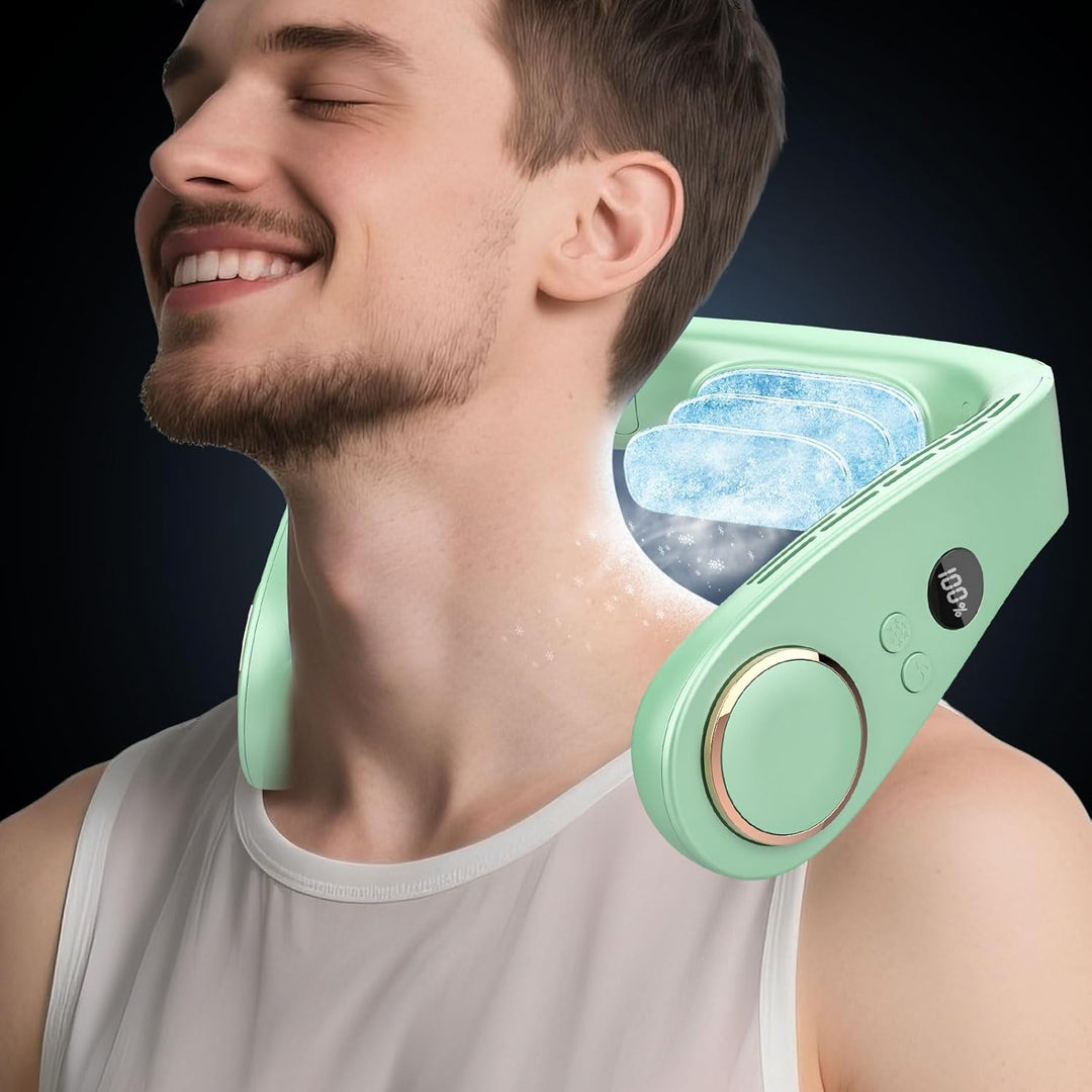 Skanto | Neck Cooler Pro – Bladeless Nackenventilator mit Kühlplatte und LED-Anzeige