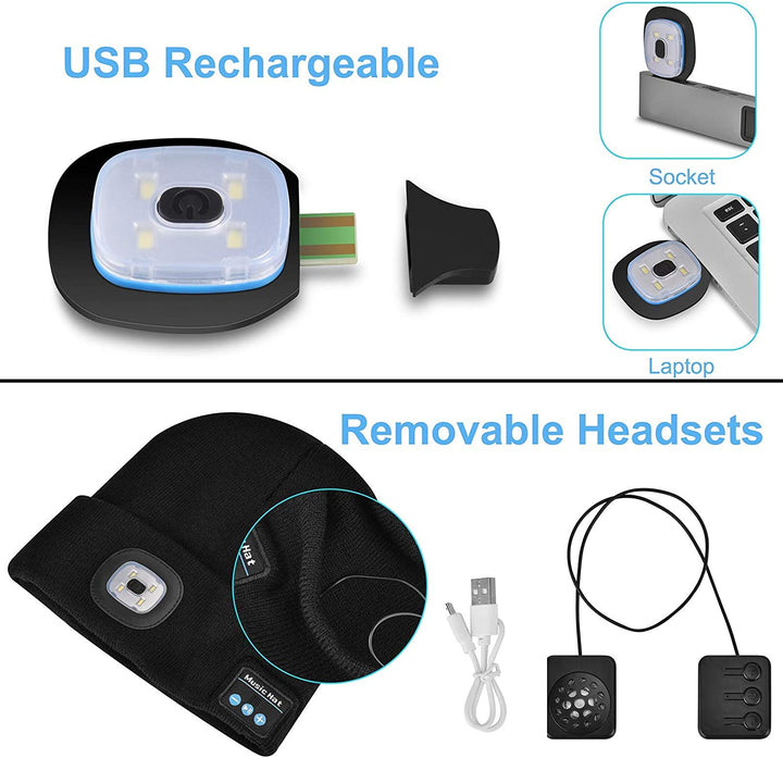 Bluetooth Mütze mit Licht Drahtlose Kopfhörer
