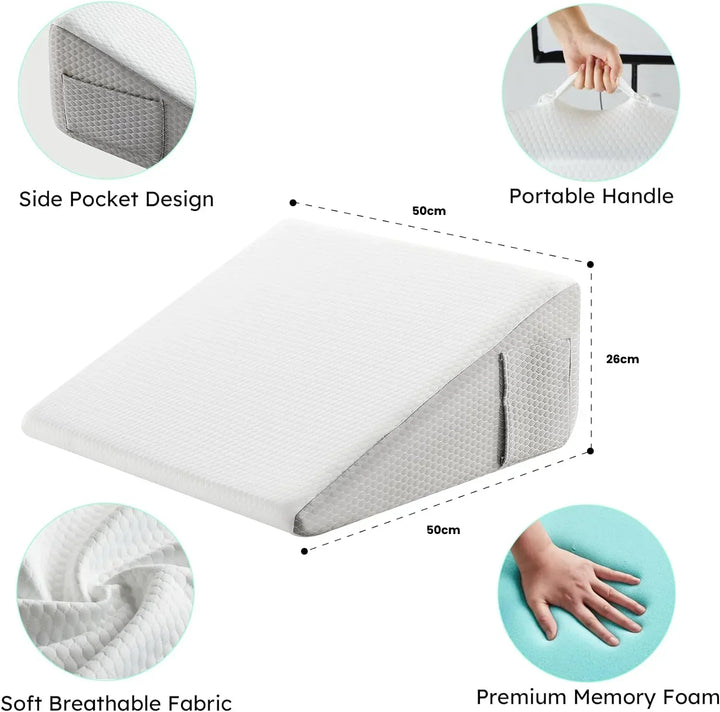 Skanto | Deluxe Kniebeugen-Stützkissen | Kühlendes Gel-Memory-Schaum, abnehmbarer Bezug & ideal bei Rückenschmerzen und Sodbrennen