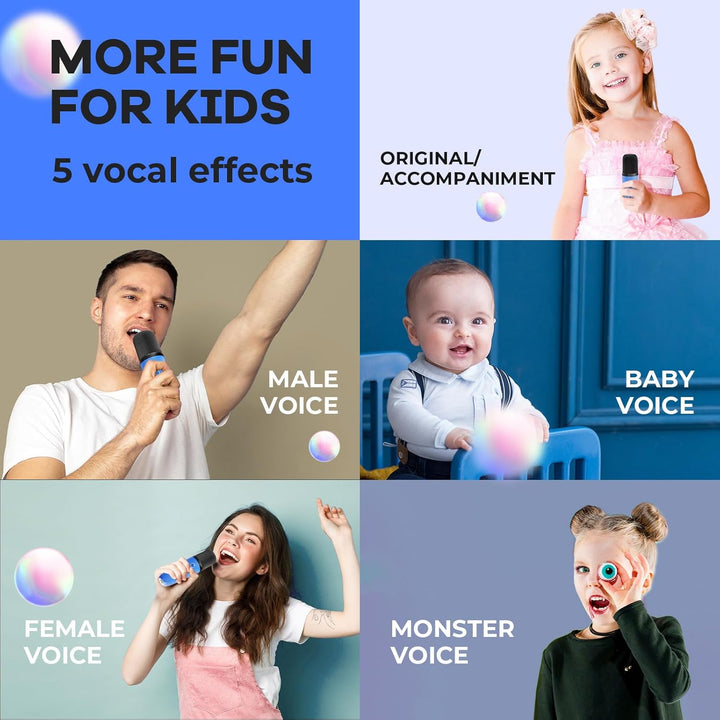 Skanto | Tragbare Mini-Karaoke-Maschine mit Bluetooth-Lautsprecher und 2 kabellosen Mikrofonen – Veylo